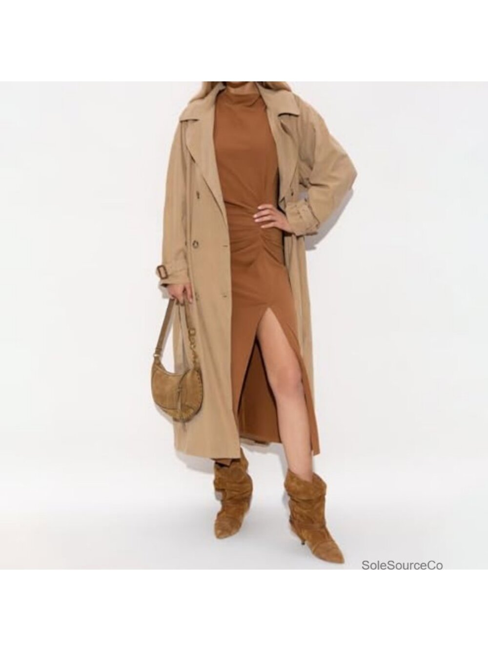 Women's Slouchy Ankle Boots - Pointed Toe Kitten Heels Suede Cowboy Boots - Picture 3 of 6